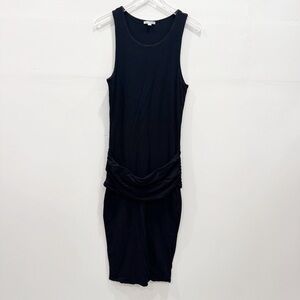 James Perse Black Tank Dress Ruched Belt Size 4 / XL